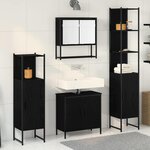 vidaXL Ensemble de mobilier de salle de bain avec stockage 4 Pièces Noir