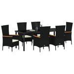 vidaXL Ensemble de salle à manger pour jardin 7 Pièces Noir Poly rotin