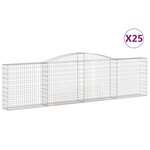 vidaXL Paniers à gabions arqués 25 Pièces 400x30x100/120 cm Fer galvanisé