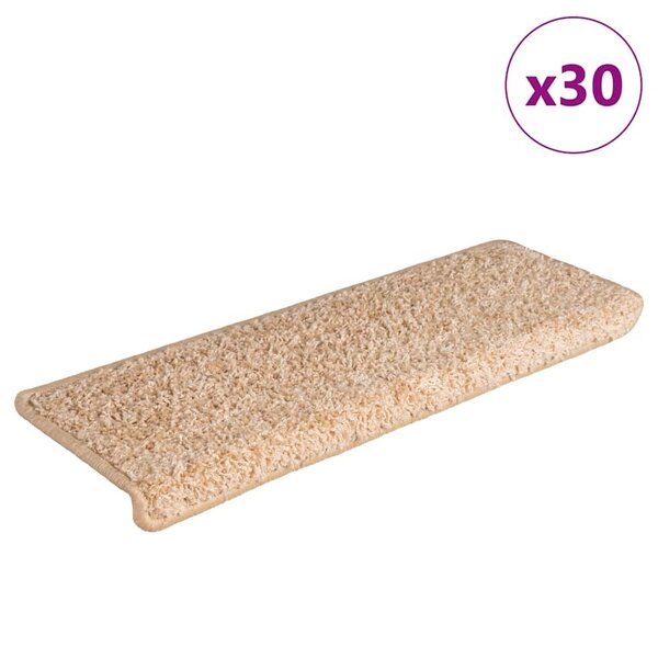 vidaXL Tapis d'escalier 30 pièces 65 x 21 x 4 cm Bordure rectangulaire dorée