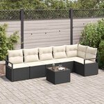 vidaXL Ensemble de canapé de jardin avec coussin 7 Pièces Marron et Crème