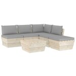 Salon de jardin meuble d'extérieur ensemble de mobilier palette 6 pièces avec coussins épicéa imprégné 02_0018442