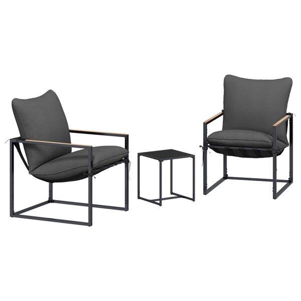 vidaXL Ensemble de canapé de jardin 3 Pièces Noir et anthracite Acier