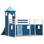 vidaXL Lit superposé sans matelas avec toboggan et rideaux 80x200 cm