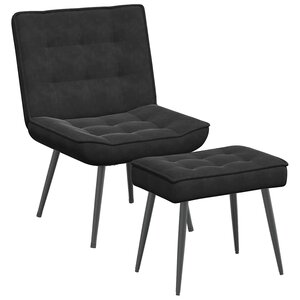 vidaXL Chaise de relaxation avec tabouret Noir Velours
