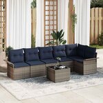 vidaXL Ensemble de canapé de jardin avec stockage 7 Pièces Gris polyrotin