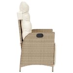 vidaXL Chaise inclinable de jardin et repose-pied beige résine tressée