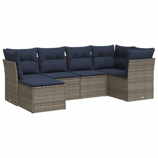 vidaXL Salon de jardin 6 Pièces avec coussins gris résine tressée