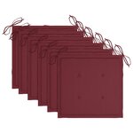 vidaXL Chaises de jardin lot de 6 avec coussins bordeaux Bois de teck