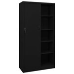 Armoire de bureau moderne avec porte coulissante 90 x 40 x 180 cm capacité de charge élevée en acier noir 02_0046820