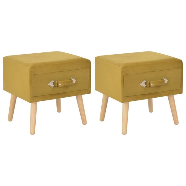 vidaXL Tables de chevet 2 Pièces Moutarde 40x35x40 cm Velours