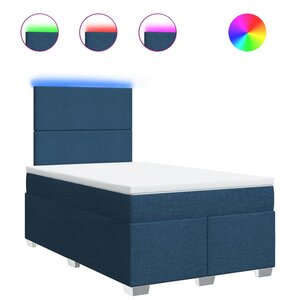 vidaXL Sommier à lattes de lit avec matelas bleu 120x190 cm tissu