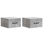 vidaXL Cabinet de chevet mural 2 pc Gris béton 34 5 x 33 x 20 cm