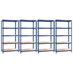 vidaXL Étagères à 5 niveaux 4Pièces Bleu Acier et bois d'ingénierie