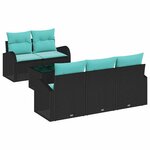 vidaXL Ensemble de canapé de jardin 6 Pièces Noir et turquoise
