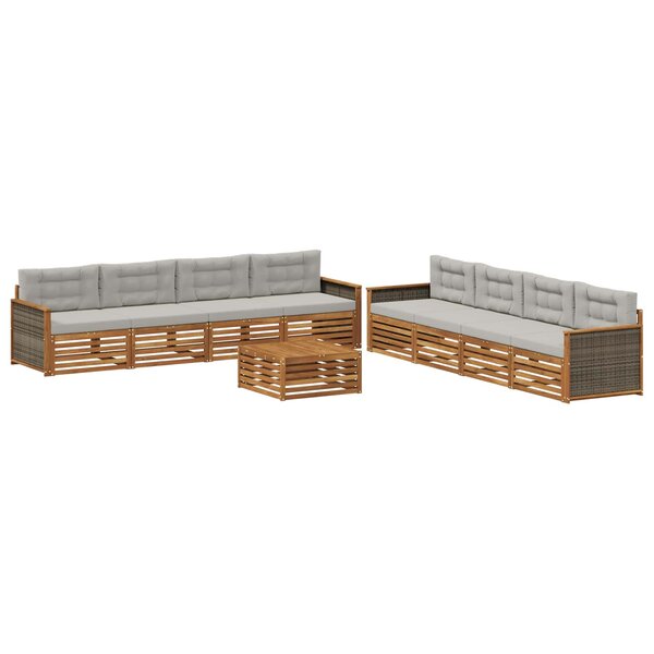 vidaXL Ensemble de canapés d'extérieur 9 pc Naturel et gris clair