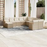 vidaXL Salon de jardin 11 Pièces avec coussins beige résine tressée