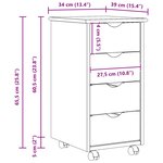 vidaXL Cabinet roulant 34 x 39 x 65 5 cm Bois de Pin Massif Marron