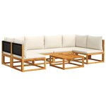 vidaXL Salon de jardin avec coussins 7 Pièces bois massif d'acacia