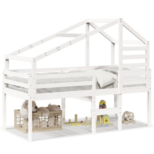 vidaXL Lit haut sans matelas blanc 75x190 cm bois de pin massif