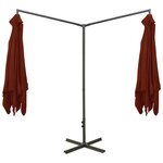 vidaXL Parasol de jardin double et mât en acier terre cuite 600x300 cm
