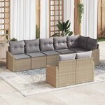 vidaXL Ensemble de canapé de jardin 8 Pièces Beige et Gris clair