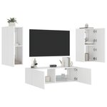 vidaXL Meuble TV muraux 3 Pièces avec lumières LED blanc