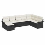 vidaXL Ensemble de canapé de jardin avec coussin 8 Pièces Noir et crème