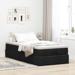 vidaXL Cadre de lit ottoman avec matelas noir 100x200cm tissu