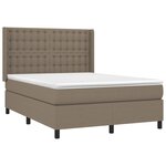 vidaXL Sommier à lattes de lit matelas et LED Taupe 140x190 cm Tissu