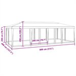 vidaXL Tente de fête avec 12 parois latérales en maille bleu 8x4m PEHD