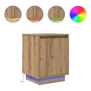vidaXL Armoire de chevet et lumières LED chêne artisanal 38x34x50 cm