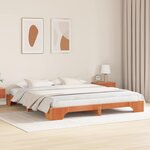 vidaXL Cadre de lit Marron cire 207 x 187 x 17 cm Bois massif en pin
