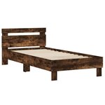 vidaXL Cadre de lit sans matelas avec lumières LED chêne fumé 75x190cm