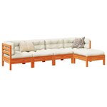 vidaXL Salon de jardin 5 Pièces avec coussins cire marron bois pin massif