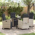 vidaXL Set de jardin 5 pièces Gris clair Poly Rattan