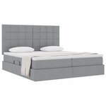 vidaXL Lit de Rangement avec tête de lit Gris clair 200 x 200 cm Tissu