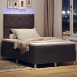 vidaXL Lit à ressort LED avec matelas Marron foncé 120 x 190 cm tissu