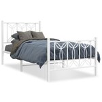 vidaXL Cadre de lit métal sans matelas avec pied de lit blanc 75x190cm