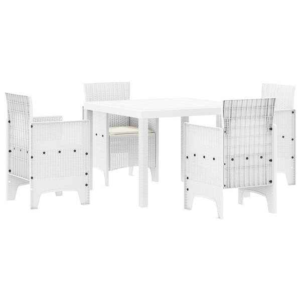 vidaXL Ensemble de salle à manger de 5 pièces avec coussins en rattan synthétique blanc