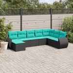 vidaXL Salon de jardin 8 Pièces avec coussins noir résine tressée