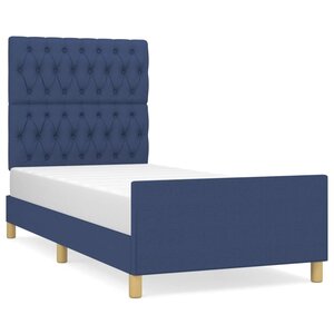 vidaXL Cadre de lit sans matelas bleu 100x200 cm tissu