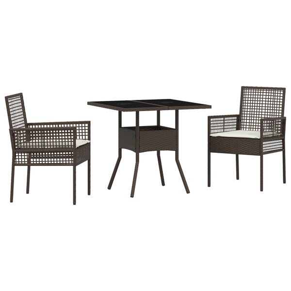 vidaXL Ensemble Salle à Manger 3 Pièces Marron Rattan Poly