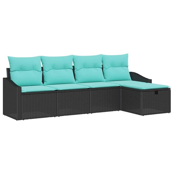 vidaXL Ensemble de Canapés avec coussin avec stockage Noir polyrotin