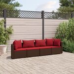 vidaXL Salon de jardin 4 Pièces avec coussins marron résine tressée