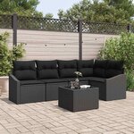 vidaXL Ensemble de canapé de jardin 6 Pièces Noir Poly rotin