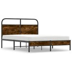 vidaXL Cadre de lit sans matelas 140x200 cm chêne fumé bois ingénierie