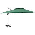 vidaXL Parasol de jardin en porte-à-faux avec double toit vert