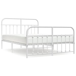 vidaXL Cadre de lit métal sans matelas et pied de lit blanc 140x190 cm