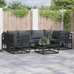 vidaXL Ensemble de canapé de jardin 7 Pièces Noir Aluminium